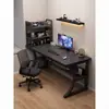 Escritorio de computadora, escritorio para gaming, juego de escritorio y silla de oficina, escritorio sencillo para estudiar en casa, con estantes de almacenamiento, apto para dormitorios, para estudiar y escribir