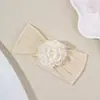 Accesorios Europeos y Americanos Nuevos Más Vendidos para el Cabello de Niños Diadema Ancha Elástica de Nylon con Decoración de Flores Tocado para Bebé Venta al por Mayor