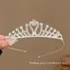 Tiara de Coroa Princesa Infantil Fita de Cabelo de Pérola Elástico para Cabelo Corda de Cabelo para Meninas Alta Elasticidade Corda de Cabelo Acessório de Coque para Cabelo