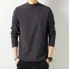 Nova blusa masculina de gola alta de manga comprida para o outono, estilo coreano, moderna, camiseta preta pura para o outono