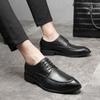 Sapatos de Couro Sociais Formais para Homens, Sapatos Casuais Estilo Coreano com Aumento de Altura Escondido, Sapatos Britânicos de Casamento de Bico Fino com Cadarço, Sapatos da Moda para Jovens
