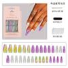 Uñas Portátiles Europeas y Americanas, Uñas Ballet de Longitud Media, Uñas Postizas Trapezoidales, Piezas de Uñas Postizas Terminadas, Francesas 30 Piezas con Kit de Herramientas
