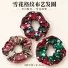 Scrunchies Navideños Europeos y Americanos Transfronterizos Nuevos, Accesorios para el Cabello de Cuadros de Copos de Nieve para Mujeres, Gomas Elásticas de Alta Elasticidad para Cola de Caballo al por Mayor