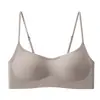 Ropa interior invisible sin costuras de escote bajo para mujer con tirantes finos, copas fijas, push-up, cómoda, transpirable, sujetador anti-caída