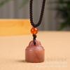 Pendente Popular Xiaohongshu de Seda Dourada, Flor de Pessegueiro de Jade, Fecho de Nuvem, Amuleto da Paz Flor de Pessegueiro Rosa, Pingente de Jade