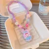 Acessórios Infantis Meninas Desenho Animado Princesa Conjunto de Colar e Pulseira com Contas Colar com Pingente de Menina Acessórios de Joias para Bebê