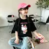 Camiseta de Manga Corta Fina de Algodón Puro de Verano 2026 para Niñas con Estampado de Dibujos Animados Top de Media Manga Camiseta Básica de Cuello Redondo para Bebé