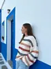 AliExpress Suéter de Punto Versátil con Bloques de Color para Mujer Moda Primavera y Otoño, Suave y Amigable con la Piel Top Diario para Ir al Trabajo, En Stock