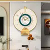 Relógio de Parede Artístico Moderno de Luxo Leve, Instalação Sem Furos, Decoração de Relógio para Sala de Estar, Relógio de Parede Silencioso de Alta Qualidade, Relógio de Parede Elegante