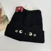 Chapéu de Gato Estilo Coreano Fofo Chapéu de Lã para Mulheres Outono Inverno Chapéu Frio Proteção Térmica para Orelhas Chapéu de Tricô Faz o Rosto Parecer Menor Versátil Estudante