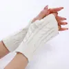 G336 Calentadores de Brazo Cortos de Punto Retorcido Otoño e Invierno para Mujer, Mangas Falsas de Punto Cálidas y a Prueba de Frío, de Moda, sin Dedos