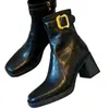 Botines de Tacón Alto Cuadrado de Suela Silenciosa Otoño/Invierno 2025 para Mujer, Botas Delgadas de Tacón Grueso de Lujo Ligero, Botas Delgadas Versátiles de Superficie Suave