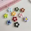Amuletos de flor de lunares retro impresos en acrílico con agujero grande, para cadena de teléfono DIY, llavero y fabricación de joyas