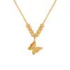 Collar Simple con Forma de Corazón de Moda Estilo Nacional para Mujer Cadena para Clavícula de Mariposa de Acero de Titanio Estilo Ins Accesorios Chapados en Oro