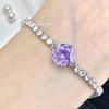 Transmisión en Vivo Venta Caliente Diamante de Alto Carbono Octagonal Corte Rosa Milenio Pulsera Paraiba Incrustada con Tanzanita Rosa Pulsera Azul