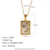 Moda Europea Elegante Nicho Lujo Ligero Estrella Luna Collar Acero Inoxidable Chapado Oro 18K Colgante Redondo Concha Blanca Colgante Cuadrado para Mujeres
