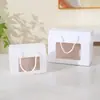 Caixa de embalagem de mão com janela, embalagem de presente para chá, saco de presente branco para presente de feriado, caixa de papel de embalagem para assar biscoitos