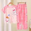 Pijama de verão para meninos e crianças, fino, manga curta, calça, conjunto de desenho animado, roupas de casa para crianças maiores, meninos e meninas, atacado transfronteiriço