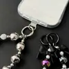 Correa creativa para teléfono con cuentas en forma de corazón, cadena para funda de teléfono DIY, colgante de corazón con cuentas hecho a mano, accesorio decorativo