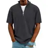 Verão Europeu e Americano Transfronteiriço Nova Roupa Masculina Amazon Estilo Zíper Camiseta Casual Masculina Listrada Comércio Exterior