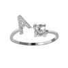 Anillo Transfronterizo Anillo de Diamante de Alto Sentido para Mujer Anillo de 26 Letras Inglesas Anillo Abierto Ajustable Anillo de Apellido para Pareja