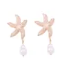 Europa y Estados Unidos tendencia de moda nueva transfronteriza pendientes creativos lindos exagerados de estrella de mar con incrustaciones de diamantes y perlas