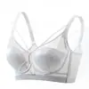 26052 Taza de Mango Anillo de Acero Suave Sujetador Delgado, Push-Up, Sin Copas Vacías, Soporte Lateral del Pecho, Ajustable, Lencería Sexy Calada