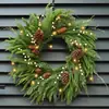 Guirlanda Popular de Pinheiro Norfolk da Amazon Guirlanda Verde de Natal Decorações com Frutas Vermelhas e Pinhas Decorações de Natal