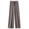 Pantalones de pierna ancha y cintura alta de lana virgen australiana elegantes de otoño e invierno para mujer, pantalones rectos suaves y encerados casuales con nubes