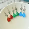 Pendientes de Calcedonia con Incrustaciones de Cobre Pendientes Verde Imperial Verde Completo Accesorios para Pendientes Gota de Agua Luz de Luna Blanca Gota de Agua Multicolor Jade de Palacio