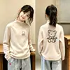 Nueva Capa Interior Otoño/Invierno para Niños Medianos y Grandes, Felpa Térmica, Estilo Coreano, Moderno, Dibujos Animados, Elegante, Manga Larga, Camiseta Base Casual para Niñas