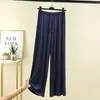 Pantalones Anchos de Modal Talla Grande para Mujer Cintura Alta Color Sólido Plisados Casuales Pantalones de Verano Finos Holgados