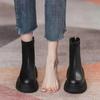 Botas Martin de Salto Alto e Solado Grosso para Mulheres 2026 Outono e Inverno Novo Estilo Aumento de Altura Estilo Britânico Chelsea Botas Curtas Botas Slim
