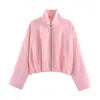 Comércio Exterior Transfronteiriço Estilo Europeu e Americano Roupas Femininas ZA AliExpress Mais Vendido Gola Alta Multicor Jaqueta Bomber Simples