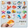20 pegatinas magnéticas suaves originales de vida marina para refrigerador para reconocimiento de animales, educación temprana para niños, pegatinas magnéticas decorativas impermeables