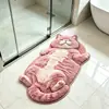 Alfombra de felpa temática de gato realista TEMU transfronteriza, imitación cachemir, alfombra gruesa para mesita de noche en el dormitorio, tapete absorbente para el baño