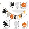 Suministro transfronterizo exclusivo: Banderines de fieltro para Halloween con diseños de araña, calavera, cara sonriente, calabaza, decoraciones de chimenea de Halloween, entrega OEM