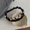 Faixa de Cabelo Preta de Alta Qualidade com Design de Coroa Alta, Laço de Pérola Estilo Coreano, Acessório Simples para Cabelo para Mulheres
