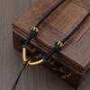 Lanyard Trenzado a Mano Corbata Hebilla Ping An de Jade Dorado Cuerda para el Cuello Hombres y Mujeres Nudo de Diamante Trenza de Cuatro Hilos Cuerda Trenzada a Mano