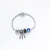 2025 Nuevo Azul Oscuro Ojo de Gato Grande Brillo Glaseado Estrella Atrapasueños Borla Colgante Pulsera de Perlas