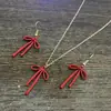 Pendientes Sencillos Nuevos Transfronterizos, Pendientes de Gancho con Diseño de Lazo Rojo, Lujo Accesible y Pendientes de Gama Alta al por Mayor