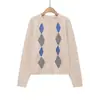Exportación Transfronteriza Ropa de Mujer Otoño e Invierno 2025 Estilo Europeo y Americano Cuello Redondo Manga Larga Color de Contraste Tejido de Punto Decorativo Acolchado para Mujer C85013