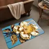 Alfombra de Baño Floral 3D de Lujo Ligero con Toque de Alta Gama, Felpudo Decorativo para el Hogar Antideslizante, Alfombrilla Absorbente para Pies de Baño