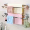 Toallero sin perforaciones de acero inoxidable engrosado para colgar toallas ganchos de baño estante de almacenamiento toallero estilo europeo