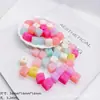 Acrílico de paso cuadrado color Macaron color claro para niños DIY cadena de móvil con cuentas material para accesorios de tocado 14MM