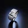 Anillo para hombre de circonia de dos filas nuevo transfronterizo imitación moissanita anillo abierto anillo coreano para amantes joyería al por mayor