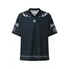 Marca de Nicho Tendencia Corea del Sur Retro Americano Cuello en V Retazos Estampado de Letras Manga Corta Camiseta Malla Digital Camiseta Deportiva