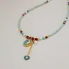 Nuevo Collar de Perlas con Goteo de Aceite de Caballo Colorido Estilo Chino Retro Moda Temperamento Cadena para Clavícula de Lujo Ligero Gama Alta Verano para Mujer