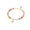 Pulsera de Cristal de Fresa Natural para Mujer Estrella de Luz de Luna Gris Dai Yue Nicho Lujo Ligero Diseño Original Moda Pulsera Dulce