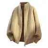 Cárdigan de Punto con Cuello Alto y Cremallera para Hombre Otoño Invierno Grueso Doble Cremallera Abrigo Suéter Textura de Sarga Holgada Ropa de Abrigo
